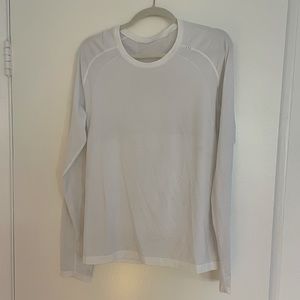 Lululemon White Mesh Long-Sleeve Running and Training Workout Shirt